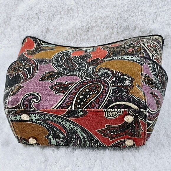 SPARTINA 449 Daufuskie Island Paisley Print Linen Black Leather Shoulder Bag - Picture 9 of 16